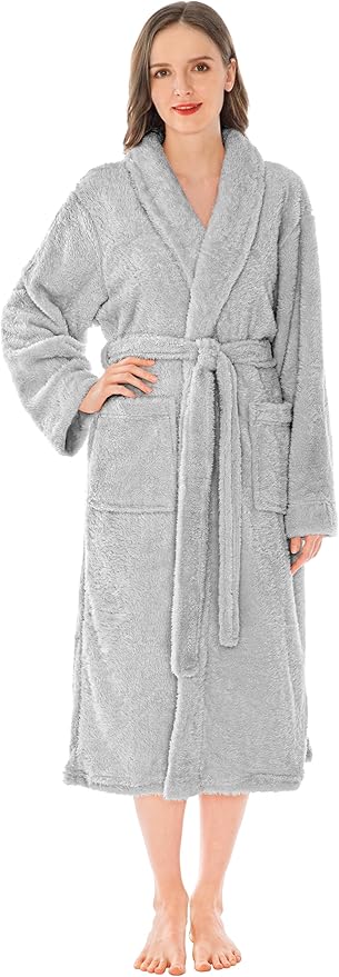 PAVILIA Premium Womens Plush Soft Robe Fluffy, Warm, Fleece Sherpa Shaggy Bathrobe
