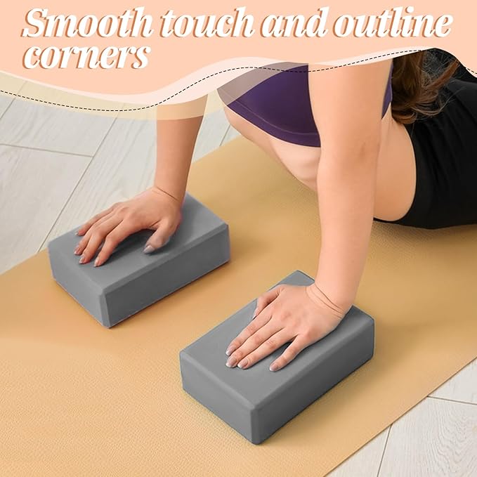 6 Pack Foam Yoga Blocks 9x6x4 Inch EVA Non-Slip Yoga-Blocks Lightweight Foam Exercise Blocks for Yoga Pilates General FitnessStretching and Toning