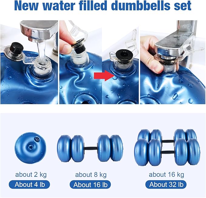 Water Filled Dumbbells Set - Water Filled Weights - Portable Travel Weights - Weights Adjustable Dumbbells - Portable Fitness Equipment - Strength Training - Fitness and Shaping