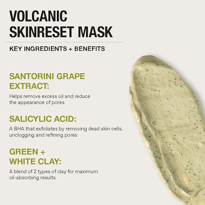 KORRES Santorini Grape Skin Refining Mask With Volcanic Sand, Activated Carbon Capsules And Salicylic Acid BHA For Pore Appearance, Gentle Exfoliation And Smoother Look, Vegan Skincare, 2.36 Fl Oz