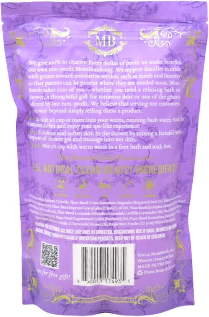 Mom Bomb Lavender Honey Epsom Salt Bath Soak – Natural Magnesium Salt with Essential Oils – Relaxing Aromatherapy for Stress Relief, Muscle & Foot Soak – Made in USA, 48 Ounce
