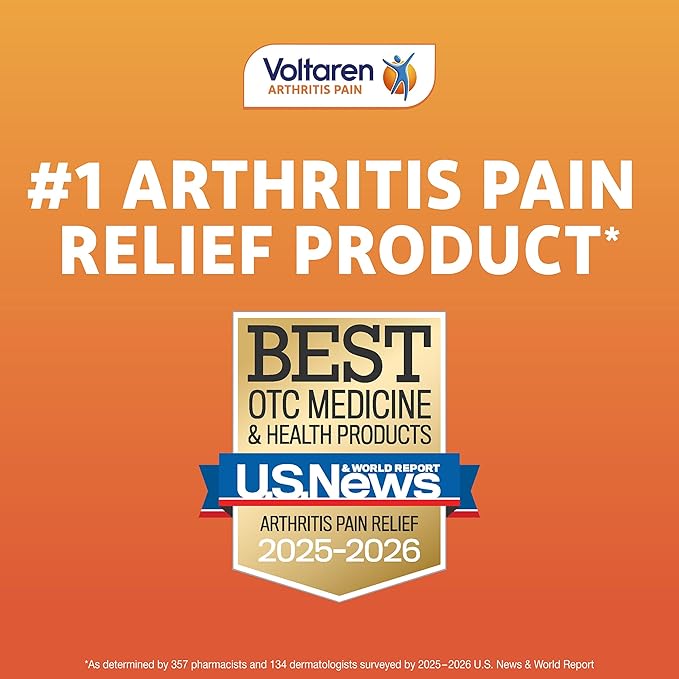 Voltaren Arthritis Pain Gel for Powerful Topical Arthritis Pain Relief with Diclofenac - NEW Easy Open Cap - 100 g Tube And 20 g Travel Size Tube