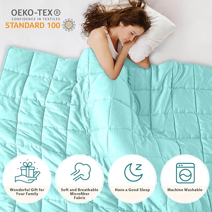 L'AGRATY Weighted Blanket - 48"x72" 20lbs Cooling Breathable Heavy Blanket Microfiber Material with Glass Beads for Adult All-Season Summer Fall Winter Soft Thick Comfort