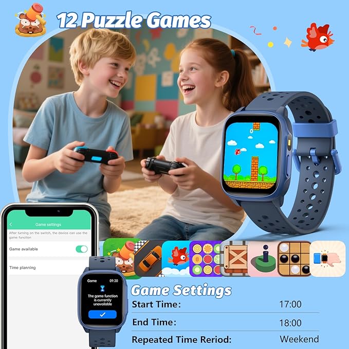 Kids Watch with 140 Sports Modes, 1.5" Kids Fitness Tracker, Boys Smart Watch, No APP/Phone Required, Sleep Monitor, Heart Rate, Puzzle Games, IP68 Waterproof,Gifts for Girls Teens Aged 6-15