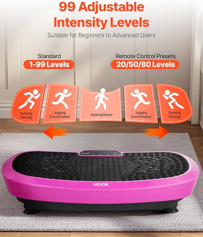 VEVOR Vibration Plate Exercise Machine, Whole Body Shaker for Lymphatic Drainage and Weight Loss, Home Workout Gym Fitness Equipment with 2 Resistance Bands, Vibrating Platform for Women Men