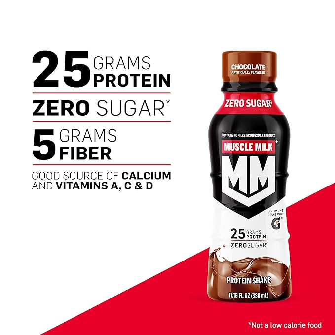 Muscle Milk Genuine Protein Shake, Chocolate, 25g Protein, 11.16 Fl Oz (Pack of 12), Packaging May Vary