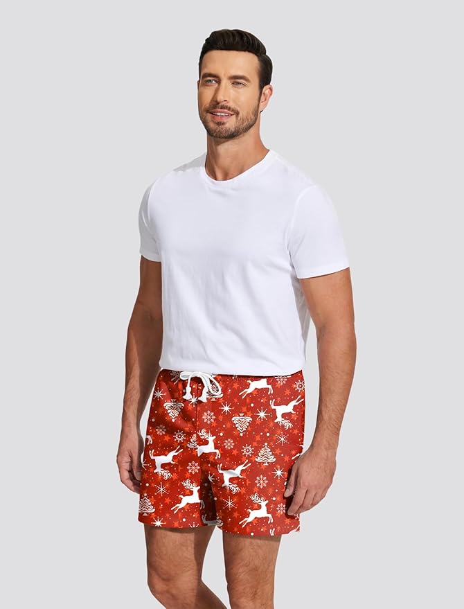 Deyeek 5.5 Inch Mens Pajama Shorts Sleep Cotton Lounge PJ Lightweight Elastic Waist Drawstring Nightwear Bottom with Pockets