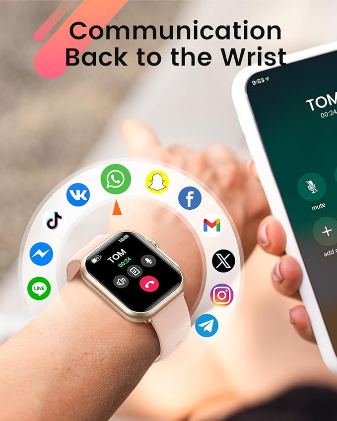 Smart Watches for Women Reloj Inteligente: 1.85"Smart Watch for Answer/Make Calls, 30 Day Battery Life, 24/7 SpO2 Sleep Heart Rate Monitor 120 Sports Mode IP68 Fitness tracker for iPhone Android 2Band