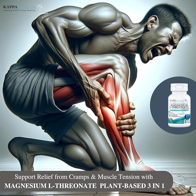 Kappa Nutrition Powered by Magbrain™ Magnesium L-Threonate Plant-Based, 420mg Elemental Magnesium (3 Capsules) from 2,253mg, 60 Vegan Capsules, Brain, Sleep & Muscle Support.