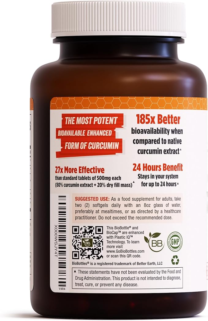 A1Vitality Turmeric Curcumin NovaSOL 1000mg - Nature's Joint Support Supplements - 185x Bioavailable Than Standard Curcumin - Natural Softgels