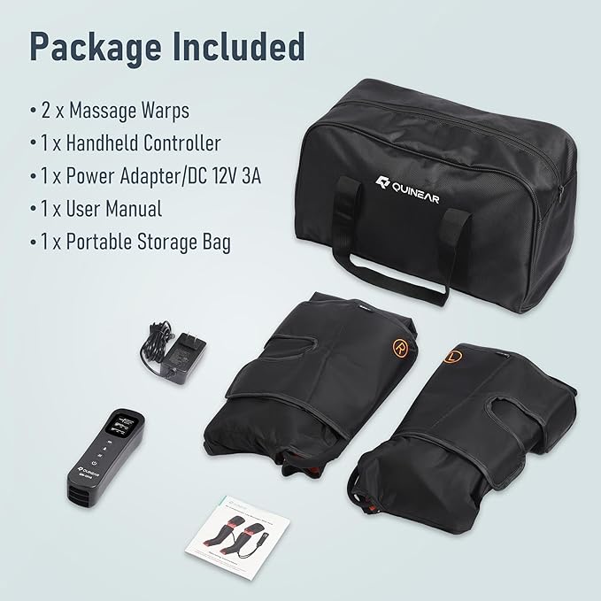 QUINEAR Leg Massager with Compression, 3-in-1 Foot Calf & Thigh Massager and Compression Therapy with Timer, Leg Massage Boots for Circulation and Pain Swelling Edema Relief, FSA-HSA Eligible