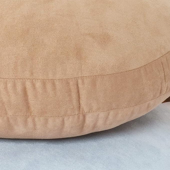 Round Throw Pillows Down-Like Polyester Filling Super Soft Ultra Fluffy Feather-Like Touching Decorative Circle Floor Cushion for Couch Bed Sofa Office Car, 1 Piece (16x16 Inches, Khaki)