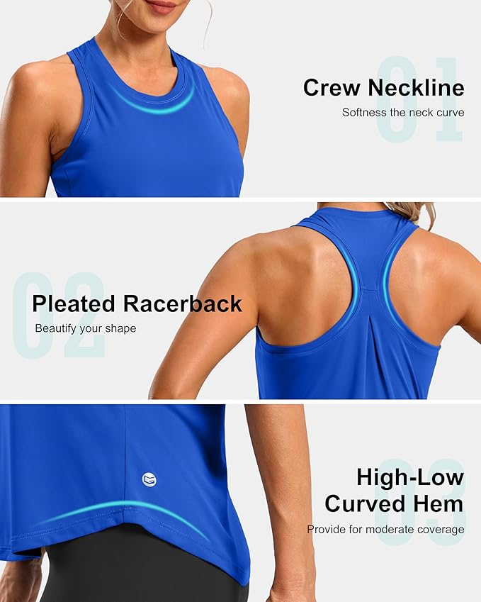 G Gradual Women's Workout Tank Tops Racerback Athletic Yoga Tops Loose Fit Sleeveless Running Gym Sports Shirts for Women
