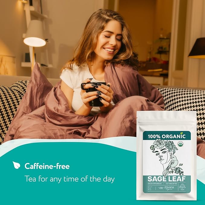 Organic Sage Leaves (4 oz.) - Sage Tea Loose Leaf (Salvia officinalis) β Edible Grade for Tea, Seasoning & Herbal Uses