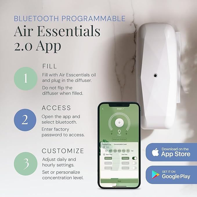 The Diamond Gift Set, Smart Scent Air Machine Luxury Kit, Waterless Fragrance Oil Diffuser with 2 Scents & Bluetooth Control, Santal & Sensual Wood, White