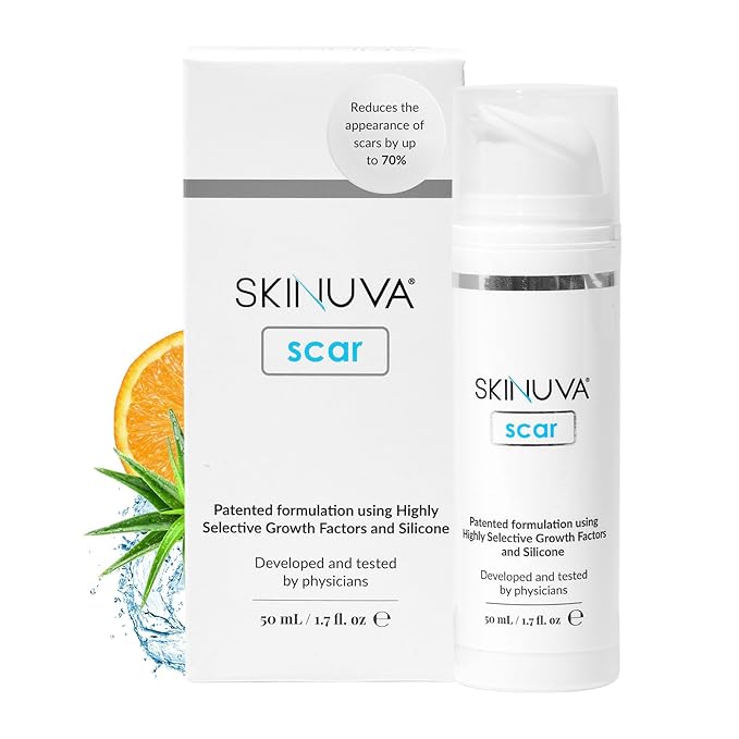 Skinuva® Next Generation Scar Cream - Advanced Silicone Scar Cream Matrix Formulated with Growth Factors & Clinically Proven to Help Reduce The Appearance of Scars (1.7 oz)