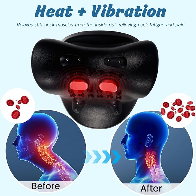Neck Massager for Pain Relief,Portable Electric Massage Pillow with Heat,Deep Tissue Relaxation for Neck,Shoulders,Back,Perfect for Home, Office,Travel