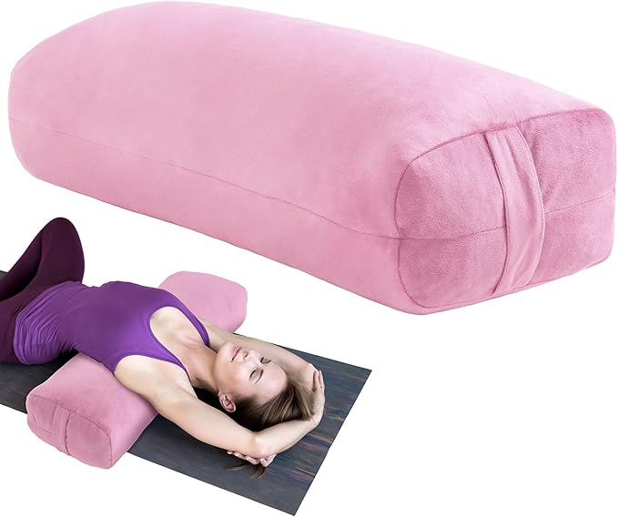 MABOZOO Yoga Bolster Pillow, Rectangular Bolster for Restorative Yoga & Meditation, Professional Meditation Cushion with Carry Handle, 27"X10"X6"