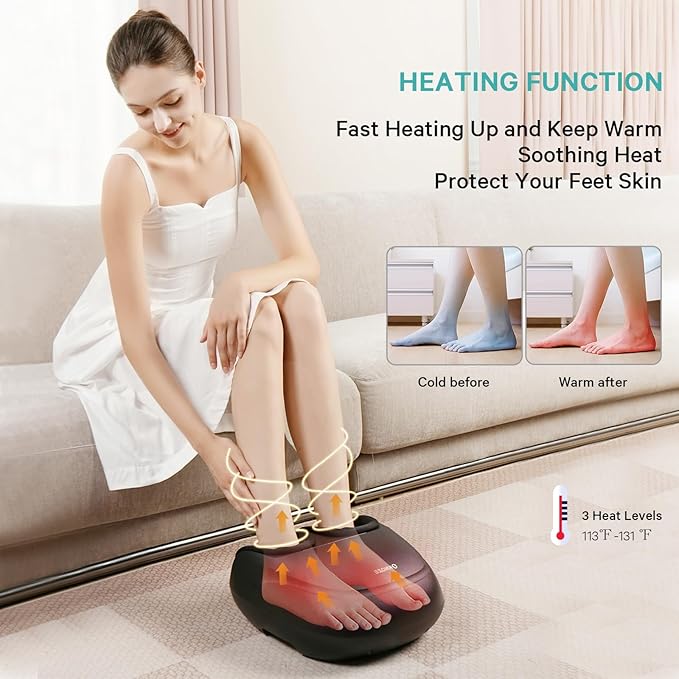 Foot Massager Machine with Heat, Shiatsu Deep Kneading Foot Massager with Remote, Compression, Multi-Massage Modes, Auto-Off Timers, Gifts for Women Men