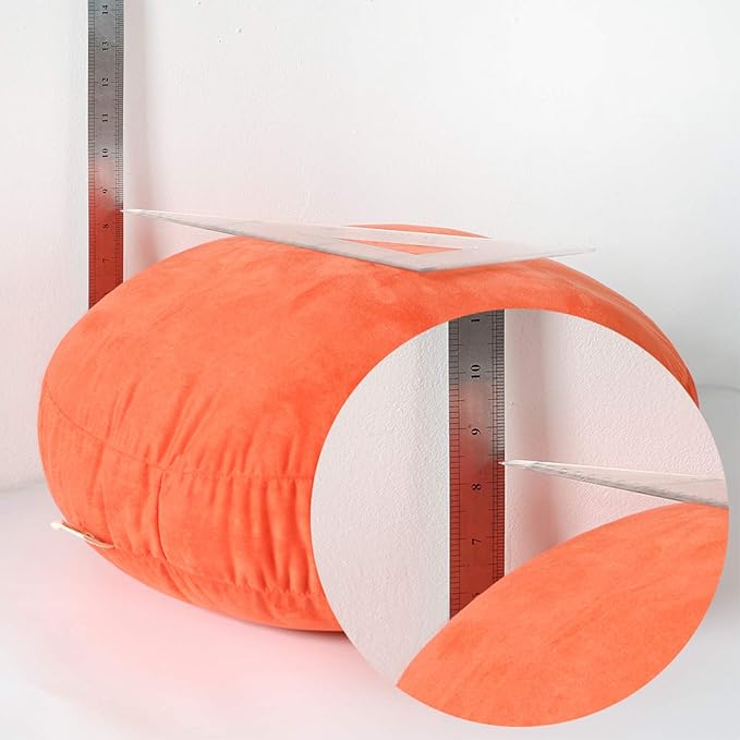 Round Throw Pillows Down-like Polyester Filling Super Soft Ultra Fluffy Feather-like Touching Decorative Circle Floor Cushion for Couch Bed Sofa Office Car, 1 Piece (18x18 Inches, Orange)