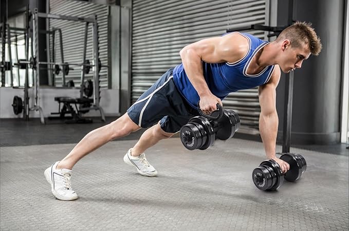 Nice C Weights, Dumbbell Set, Kettlebells, Adjustable Dumbbells, Barbell Weight Set, 20-40-50-70LB 3-in-1 set, Non-Slip, All-purpose