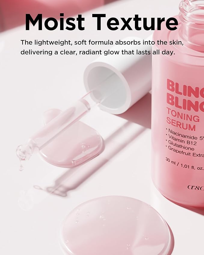 A'SOME Bling Bling Toning Serum Korean Advanced Facial Serum with 5% Niacinamide for Radiant Complexion, Vegan Gel Formula with Hyaluronic Acid & 10 Vitamins, Dermatologist Tested, 1.01 fl.oz.