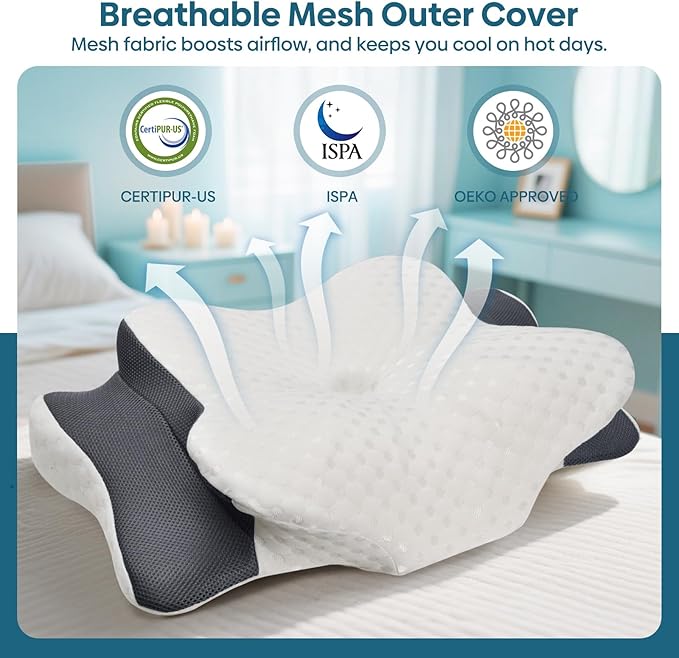 Cervical Pillow for Neck & Shoulder Pain Relief Sleeping - Ergonomic Contour Pillows - Memory Foam Pillow for Side, Back & Stomach Sleepers