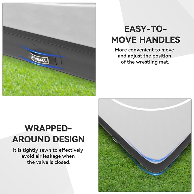 Wrestling Mat Inflatable 5FT/6.6FT/10FT/13FT/16.5FT, Foldable 4" Thick Jiu Jitsu Mats for Home Outdoor Indoor, Waterproof PVC Mat for Gymnastics, Water Yoga, PE Training, BJJ, MMA, Grappling