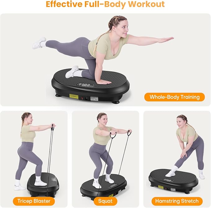 Curved Vibration Plate Exercise Machine, XL Vibration Plate 400 lbs Capacity with 9 Auto Modes and 120 Adjustable Speeds, Whole Body Vibration Plate Machine for Home Women Men
