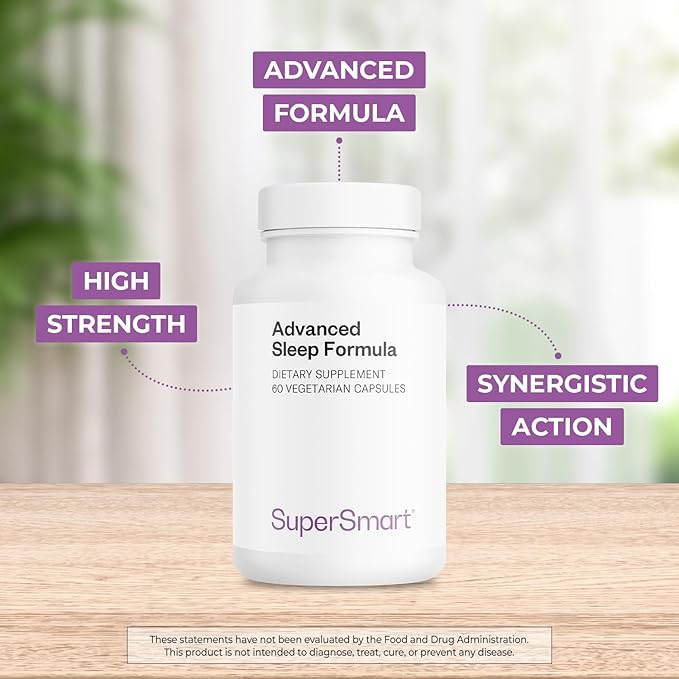 Supersmart - Advanced Sleep Formula (High Strength) - with Melatonin, Valerian Root, California Poppy, Passion Flower, Lithium Orotate | Non-GMO & Gluten Free - 60 Vegetarian Capsules