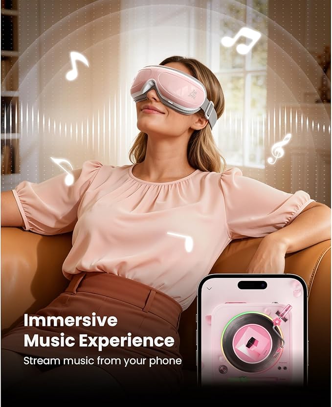 BOB AND BRAD Eye Massager FSA Eligible/HSA Eligible, EyeOasis 2 Temple Massager with Heat, Smart Eye Mask for Migraine with BT Music, Reduce Dry Eyes Improve Sleep, Birthday Gifts for Women Mom Wife