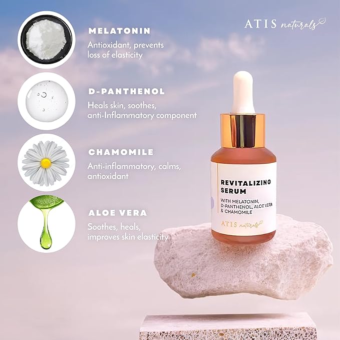 Revitalizing Face Serum - Restoring Facial Serum - Melatonin & D-Panthenol Serum for Face - Overnight Restore & Repair 1 Fl Oz