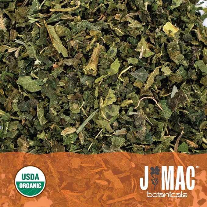 J MAC BOTANICALS Organic Nettle Leaf Herbal Tea (4 oz, 50+ Cups) Certified USDA Organic, Dried stinging nettle tea, 1 Pound Bulk Bag, Urtica dioica