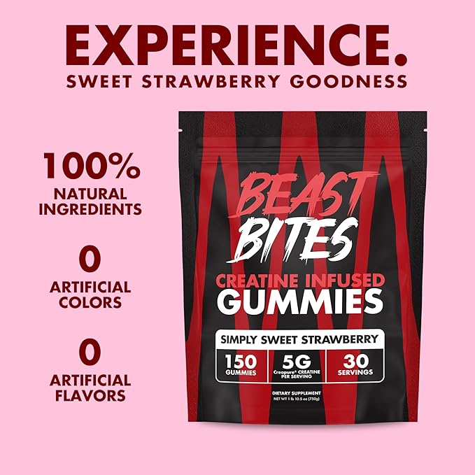 BEAST BITES - Creatine Infused Gummies - 5g Creapure Creatine Monohydrate Per Serving - NSF Certified for Sport - 30 Servings