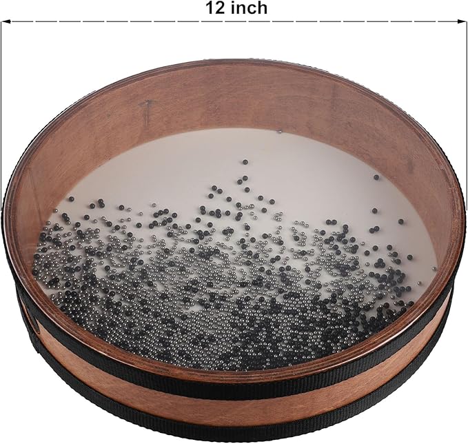 Ocean Drum 12 inch with Goatskin Drumhead,Steel&Plastic Wave Bead,Bag, Sound Healing Instrument for Yoga Meditation Relaxation