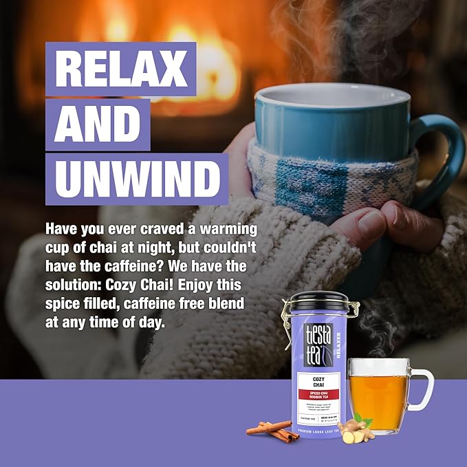 Tiesta Tea - Cozy Chai, Loose Leaf, Spiced Chai Rooibos Tea, Premium Caffeine-Free Blend, Makes Hot or Iced & Up to 50 Cups, 5oz Refillable Tin