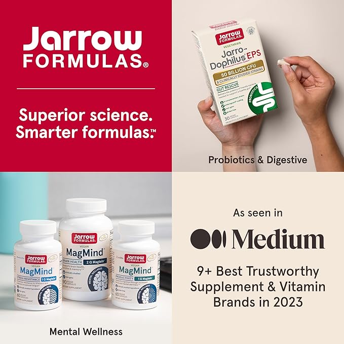 Jarrow Formulas Jarro-Dophilus EPS Gut Restore Probiotics 25 Billion CFU with 8 Clinically-Studied Strains, Dietary Supplement for Intestinal and Immune Support, 30 Veggie Capsules, 30 Day Supply