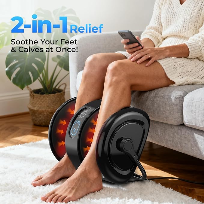 Foot Massager Machine with Heat - Shiatsu Deep Kneading for Foot Relaxation, 3 Speed & 4 Modes, Versatile Control Methods, Gift for Men Women