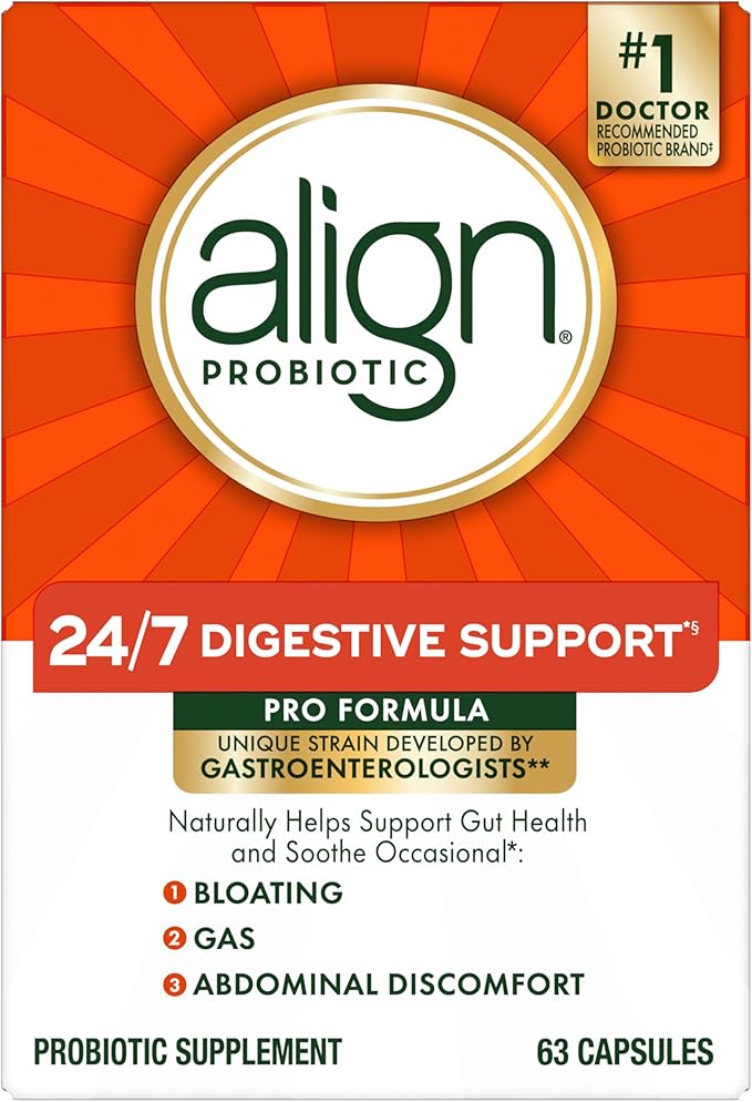Align Probiotic, Pro Formula, Probiotics for Women and Men, Probiotics for Digestive Health, Men and Womens Probiotic Capsules Help Relieve Occasional Bloating & Gas*, 63 Capsules