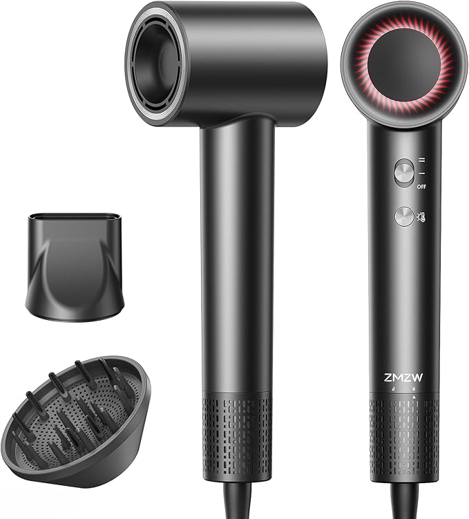High Speed Hair Dryer 160000 RPM - Quiet Ionic Blow Dryer with Magnetic Diffuser and Concentrator, 500 Million Negative Ions, Lightweight, Thermo-Control, Fast Drying for Home Travel Salon