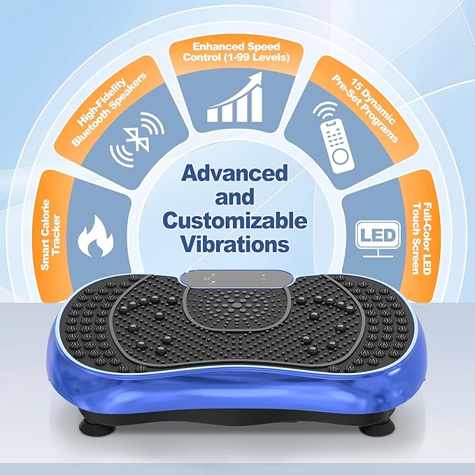 Vibration Plate Exercise Machine for Weight Loss – 100-Speed Platform with Bluetooth Speaker, Remote & Bands, 450 lbs Capacity – Quiet Full Body Workout for Lymphatic Drainage at Home