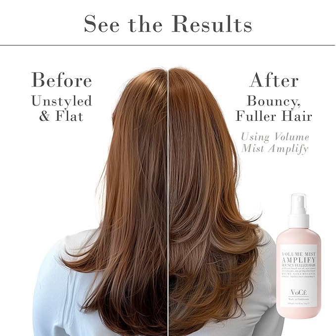 VoCÊ Haircare – Natural Volume Mist | Heat Protection Volumizing Blowout Spray | Non-Toxic, Cruelty-Free, Vegan Haircare for Fine Hair with Panthenol, Acai Berry, and Brazil Nut Oil (8.5 oz | 250ml)