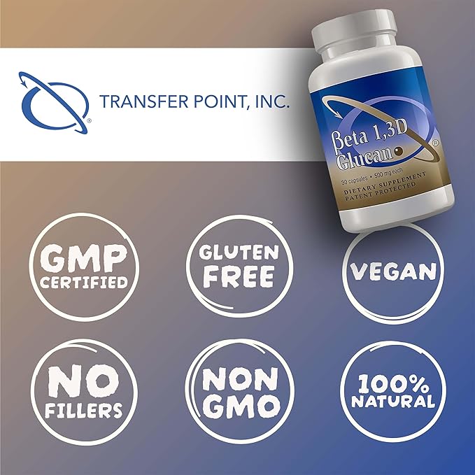 Transfer Point Immune Support Supplement Highly Purified Beta Glucan 500 mg per Capsule (b-glucan Fiber) (Pack of 1)