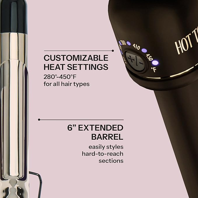 HOT TOOLS 24K Gold Extended Barrel Oval Tapered Curling Wand for Bouncy Curls | No Clamp for Quick and Easy Styling, Fan-Favorite 24K Gold Technology for Long-Lasting Results