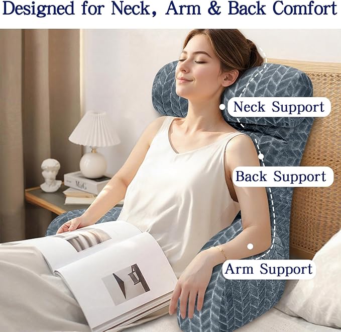 Back Pillow for Bed Sitting Up, Reading Pillow, Extra Large Arm Pillows for Adults for Back Support,Bed Pillow for Sitting up for Watching TV/Gaming/Relaxing