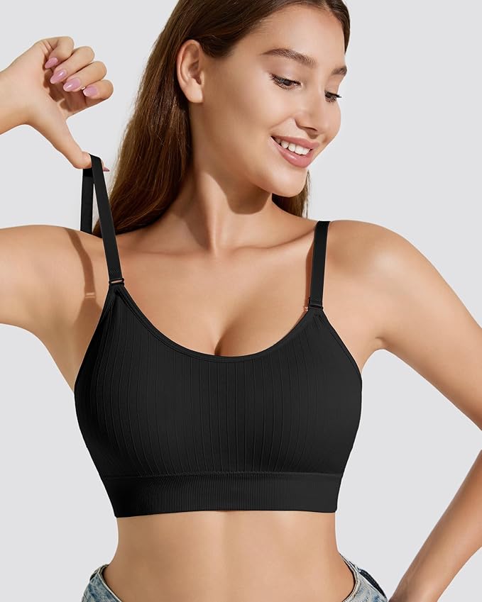 Padded Bralette Sports Bras for Women Pack No Underwire Adjustable Straps Low Back Bra Sleep Bras Lounge Bras for Women