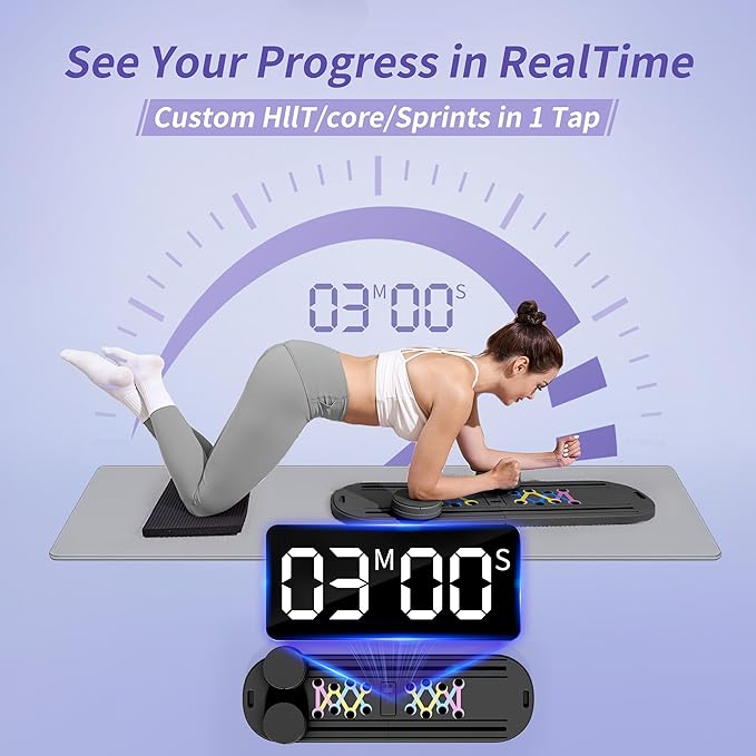 Pilates Board Reformer Premium 15-in-1 Upgraded Foldable - Portable Home Gym Digital Display, Resistance Bands,Balance Board and Timer - Ideal for Abs, Core and Full-Body Workout for Women