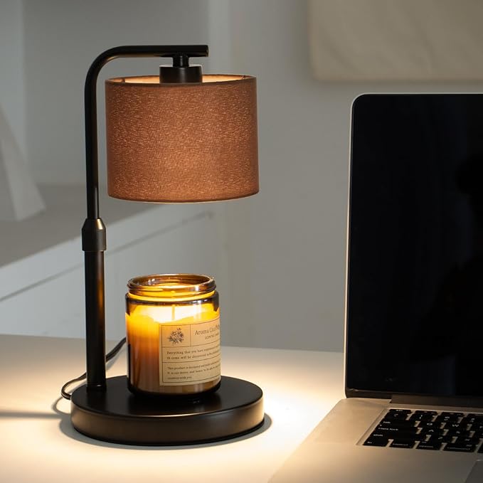 Candle Warmer Lamp with Timer, Dimmable Candle Wax Warmer with 2 Light Bulbs, Height Adjustable Electric Candle Light Scented Candles, Home Room Decor, Gifts for Women Mom