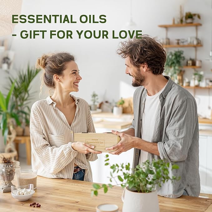 Essential Oils for Diffusers for Home โ 12-Pack Essential Oil Set for Sleep & Refreshing Scents โ Premium Aromatherapy Diffuser Oils Scents for Home in Wooden Gift Box, Best Gift for Any Occasion