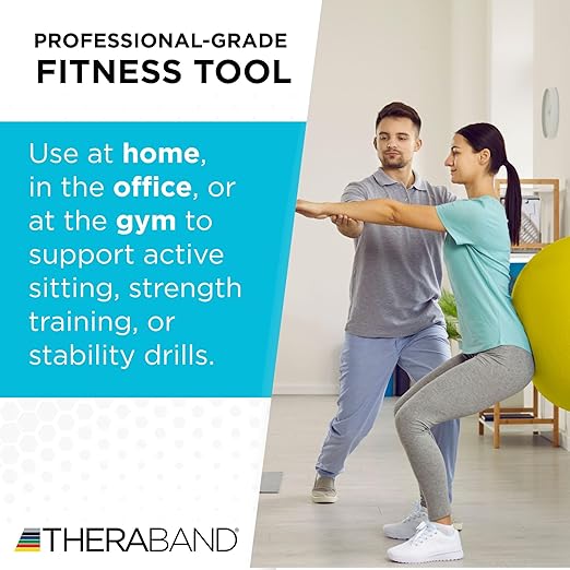 THERABAND Standard Exercise Ball, 18" Yellow Stability Trainer for 4'7"–5' Users, Yoga & Pilates Ball, Balance & Core Trainer, For Athletes Fitness at Gym & Home